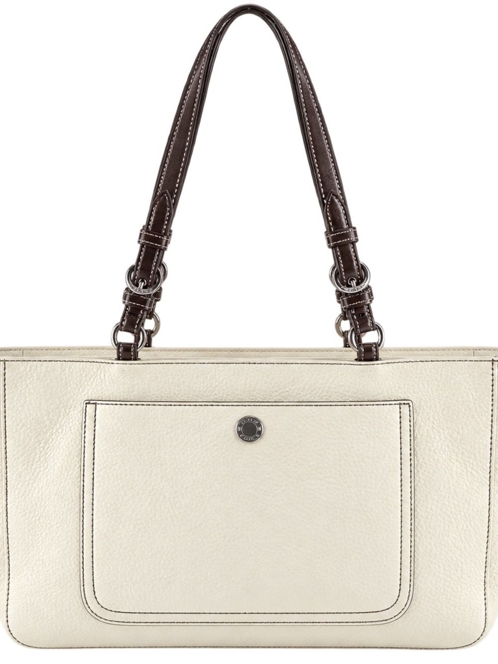 Coach Chelsea Pebbled Leather Tote. Leather Cream with Dark Brown handles.